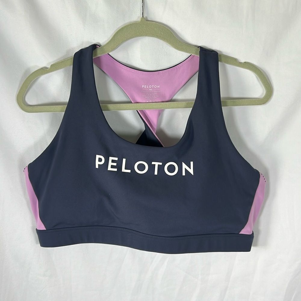 Peloton Racerback Colorblock Sports Bra size XXL Navy Blue Lavender